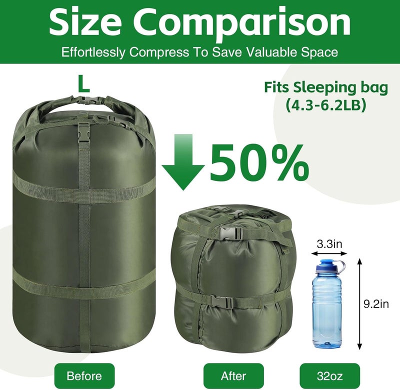 NewShot Compression Stuff Sack, Ultralight Portable Sleeping Bag Stuff Sack, 15L/27L/45L Sleeping Bag Storage Sack, Space-Saving Compression Sack for Backpacking, Camping, Hiking, Travel -L - Image 4